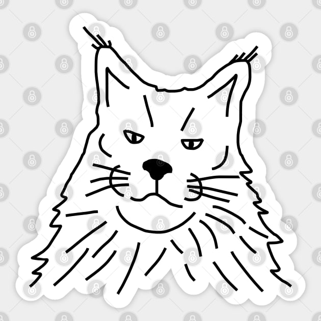 Minimal Maine Coon Cat Line Art Sticker by ellenhenryart